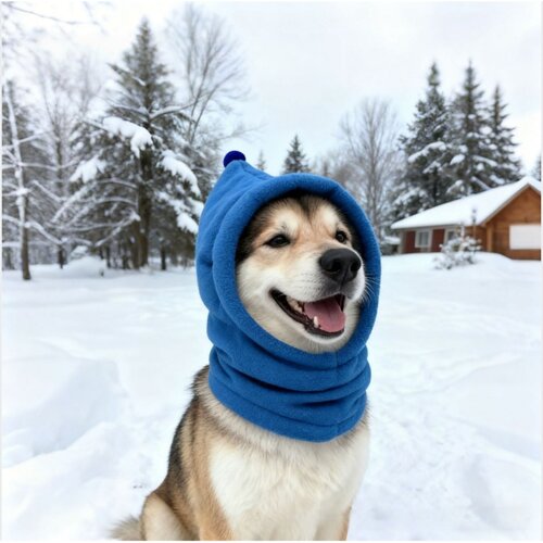 INF Polar Fleece Pet Warm Calming Hood - Zimska Kapa za Pse & Za&scaron;čita Pred Hrupom Blue M, (5000124677) Cene