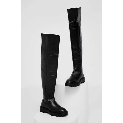Answear Lab Usnjeni elegantni škornji X omejena kolekcija NO SHAME ženski, črna barva