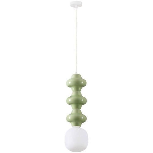 Nova Luce Bela/svetlo zelena keramična viseča svetilka s steklenim senčilom &oslash; 18 cm Clio &ndash; Cene