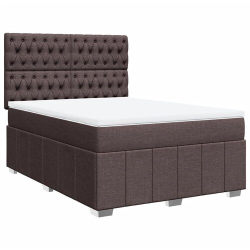 vidaXL Box spring postelja z vzmetnico temno rjava 160x200 cm blago, (21307320) Cene