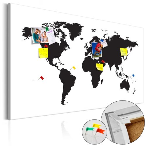  Slika na plutenoj podlozi - World Map: Black &amp  White Elegance 120x80 Cijene