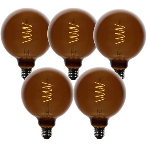 LUEDD Komplet 5 E27 zatemnitvenih LED žarnic G125 rjave barve 4W 120 lm 1800K Slike