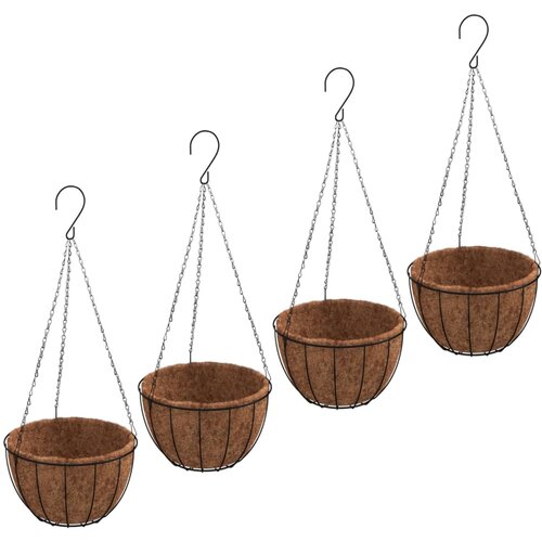Maison Chic Viseče korito - cvetlična korita - Cvetlični Lonec 4 kosi podloga iz kokosa črna &amp;Oslash; 30x52 cm jeklo, (21789493) Slike