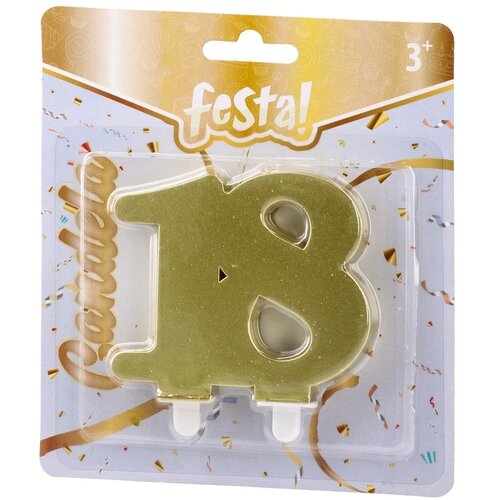 Festa Candela, svećica, metalik zlatna, broj 18 Cene