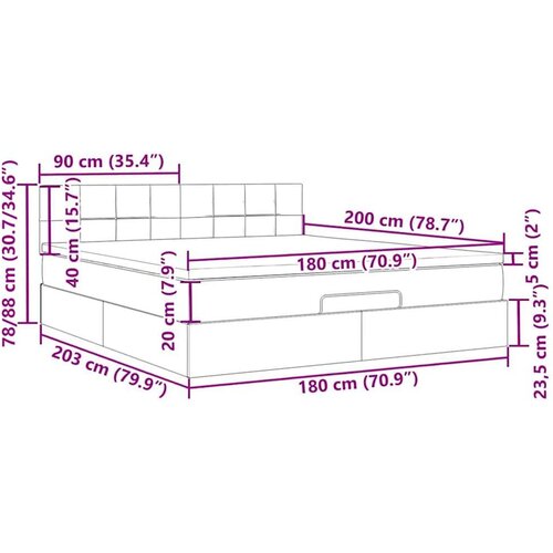 VidaXL otomanski krevet s madracem tamnoplavi 180x200 cm bar&amp;scaron;unasti Slike
