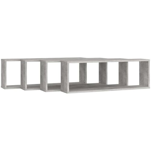 VidaXL Stenske police kockaste 4 kosi betonsko sive 80x15x26,5 cm, (20620400) Slike