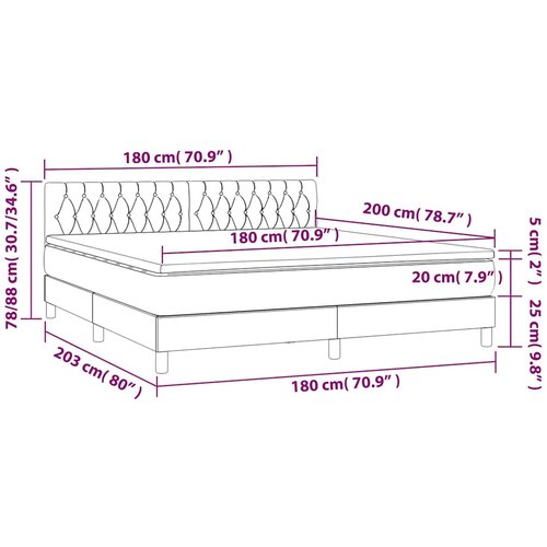  Krevet box spring s madracem LED plavi 180x200 cm od tkanine Slike