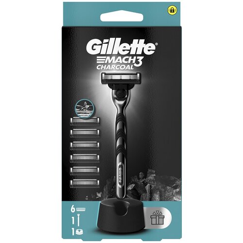 Gillette Mach3 Charcoal muški brijač sa postoljem+ 6 dopuna Cene