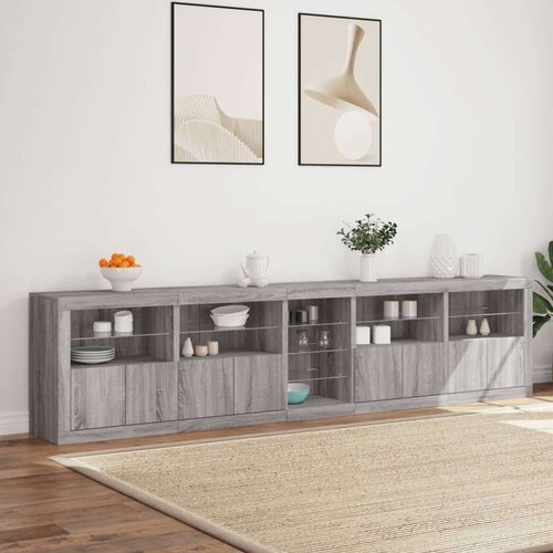  Komoda z LED lučkami siva sonoma 283x37x67 cm Slike