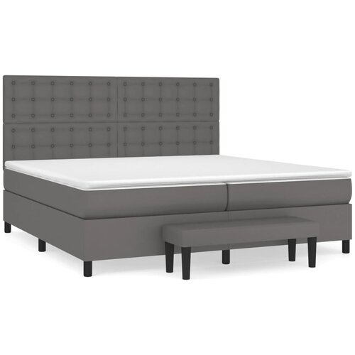 VidaXL Krevet s oprugama i madracem sivi 200x200 cm od umjetne kože Slike