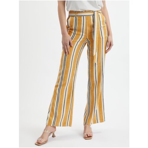 Orsay Orange Ladies Striped Linen Trousers - Women Cene