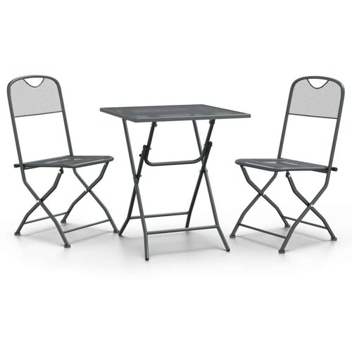  Vrtna garnitura - 3-dijelni vrtni blagovaonski set ekspandirani metal antracit - Dužina stola 60 cm 2 Slike