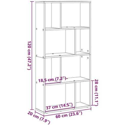  Regal za knjige boja starog drva 60x20x120 cm konstruirano drvo Slike