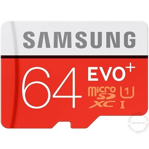 Samsung EVO PLUS UHS-I MicroSDXC 64GB class 10 + Adapter MB-MC64DA memorijska kartica Slike