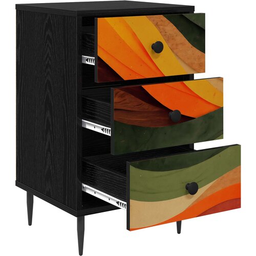  Noćni ormar BONN Crni hrast 36 x 33 x 61 cm Konstruirano drvo Slike
