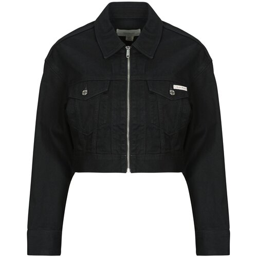 Calvin Klein Jeans DENIM CROPPED JACKET SOFT BLACK Crna Slike