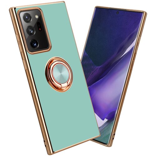 Cadorabo Samsung v sijajni turkizni - Zlato z obročem silikonski/TPU ovitek z za&scaron;čito pred kamero in držalo magnetnega avtomobila, (20604100) Cene
