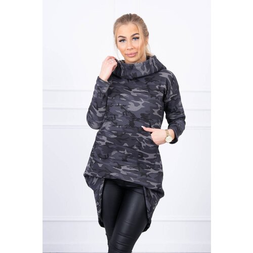 Kesi Camo graphite+black long back sweatshirt Cene