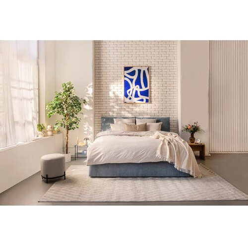 Bonami Selection Modra oblazinjena zakonska postelja z odlagalnim prostorom z leži&amp;scaron;čem/ro&amp;scaron;tom 180x200 cm Thessa Pillow - Slike