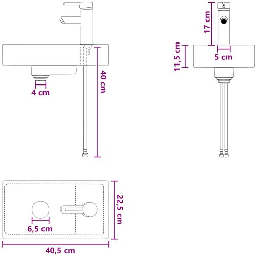  Umivaonik za kupaonicu Mat Crna 40,5 x 22,5 x 11,5 cm Metal Slike