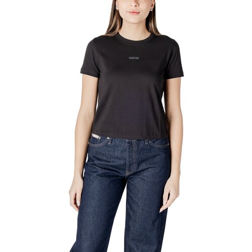 Calvin Klein Jeans Majice s kratkimi rokavi PLACED INSTITUTIONAL J20J225524 Črna Slike