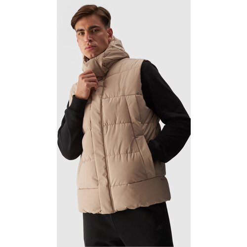 4f Men&amp;#039;s Padded Gilet With Hood Beige WAW24TVJ Slike
