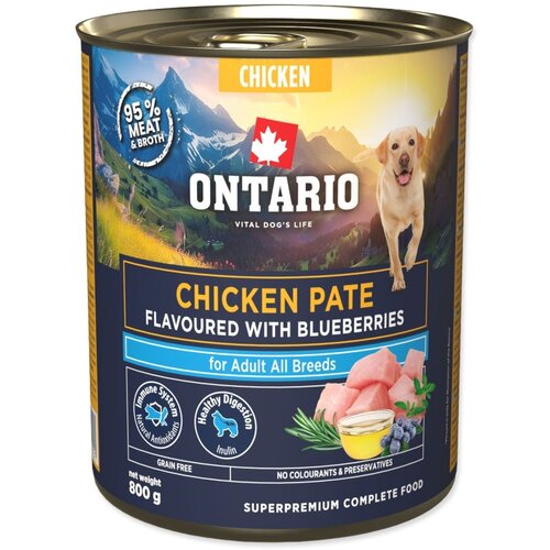 Ontario Dog Adult konzerva, pa&scaron;teta - pi&scaron;čanec in borovnice 800g Cene