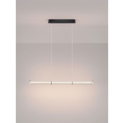 Nova Luce Mat črna/v mat srebrni barvi kovinska LED zatemnitvena viseča svetilka s senčilom iz akrilnega stekla Pheme &amp;ndash; Slike