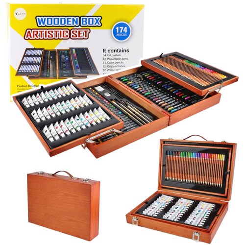  Large Professional Painting Set in a wooden carrying case 174 pieces Slike