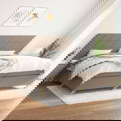  Box spring postelja z vzmetnico taupe 200x200 cm blago, (20761126) Cene