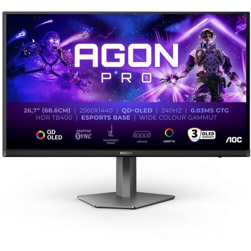 AOC Agon Pro AG276QZD2 26.7&amp;quot; WQHD OLED ravni OLED panel, 0.03ms (GtG), 240Hz 2560x1440 piksela, 16:9 Slike