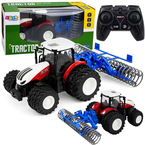  Remote Controlled Tractor with Roller RC Lights Red 1:24 Cene