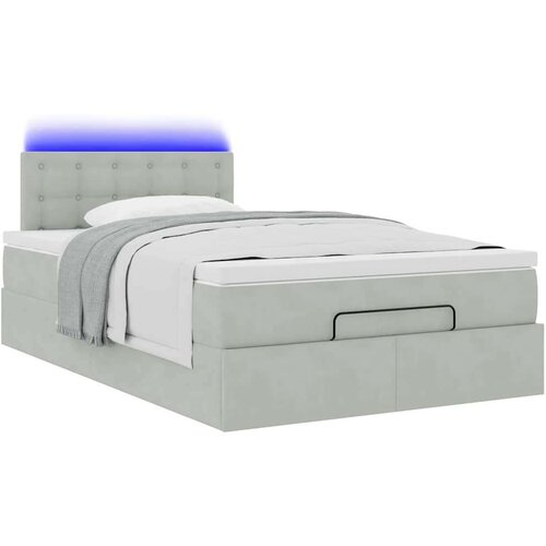 VidaXL Okvir kreveta s madraca svijetlosivi 120x200cm bar&amp;scaron;unasti Slike
