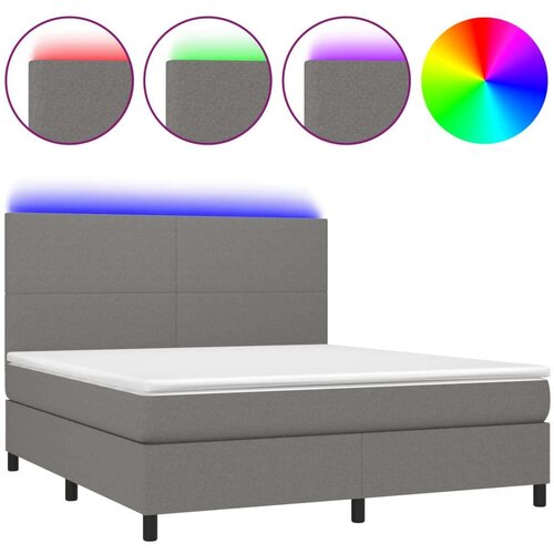  Box spring s madracem LED tamnosivi 180x200 cm tkanina Slike