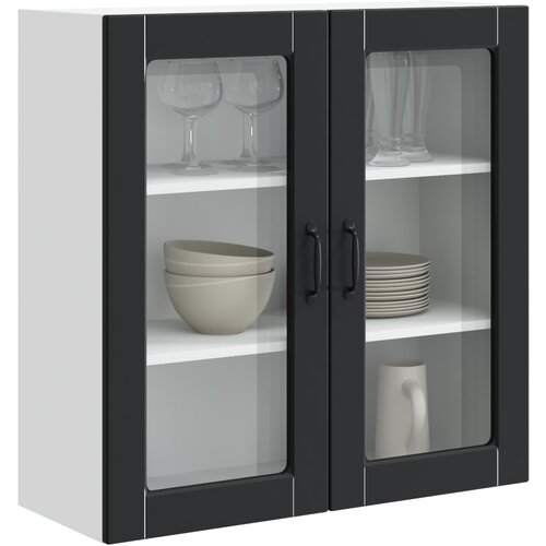  Zidni stakleni ormarić Crna 80 x 31 x 80 cm Konstruirano drvo Slike
