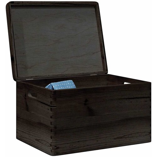  Drvena kutija poklopcem ručkama crna 40x30x23 cm puno drvo bor Cene