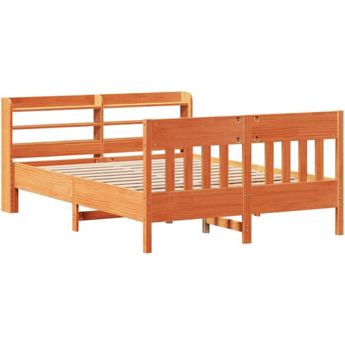 VidaXL Posteljni okvir z vzglavjem vo&amp;scaron;čeno rjava 150x200 cm borovina, (21304053) Slike