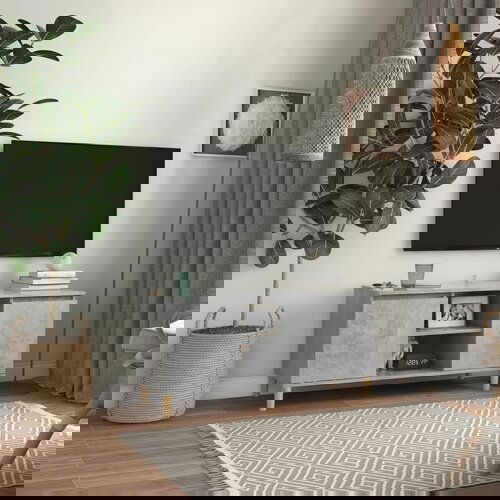 VidaXL TV omarica z lesenimi nogami betonsko siva 103,5x35x50 cm Slike