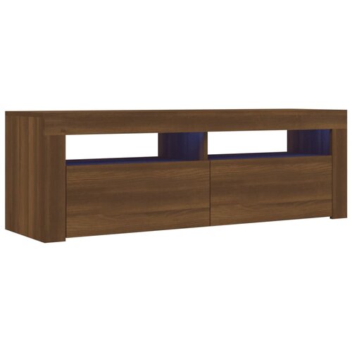 Maison Chic TV omarica - TV stojalo - Televizijska omarica z LED lučkami rjav hrast 120x35x40 cm, (21699542) Slike