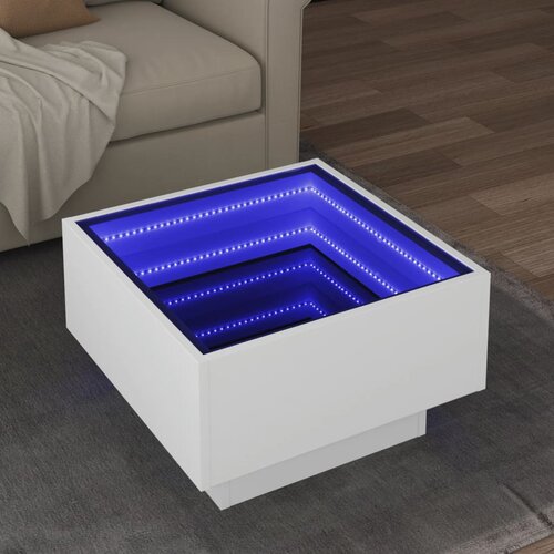 Furnova Klubska mizica LED bela 50x50x30 cm inženirski les, (21915852) Cene