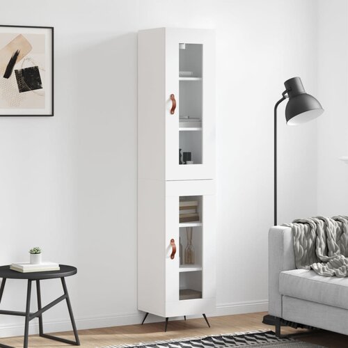 vidaXL Visoka omara bela 34,5x34x180 cm inženirski les Cene