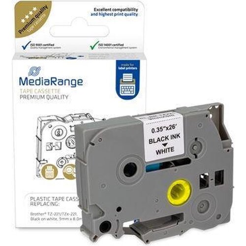 Mediarange Trak p-touch tze-221 mediarange bel/črn 9mm Slike
