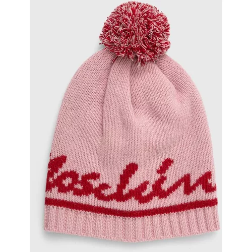 Moschino Vunena kapa boja: ružičasta, vunena