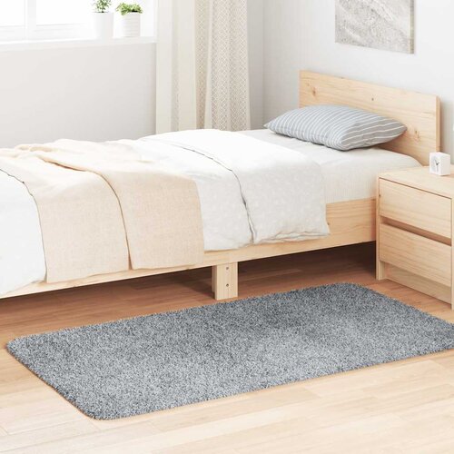 VidaXL Čupavi tepih s visokim vlaknima srebrnosiva 80x150 cm poliester Slike