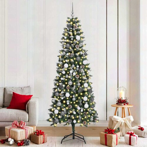 VidaXL Umjetno božićno drvce S LED lampica Zelena 210 cm PVC Slike