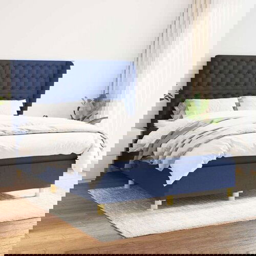  Box spring postelja z vzmetnico modra 140x200 cm blago, (20895854) Slike