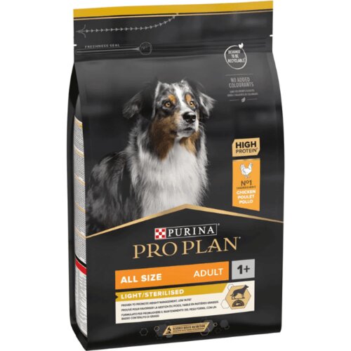 Purina PRO PLAN Dog All Sizes Adult Light/Sterilised Piletina - 14 kg Slike