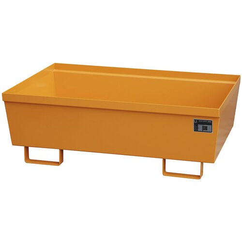 Eurokraft pro jeklena prestrezna kadica z robnimi profili, dx&amp;scaron;xv 1200 x 800 x 415 mm, brez re&amp;scaron;etke, oranžne barve ral 2000 Slike