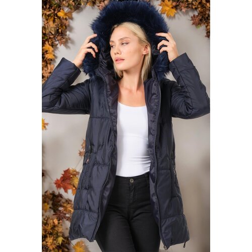 Dewberry Z6668 WOMEN'S COAT-PLAIN NAVY BLUE Cene