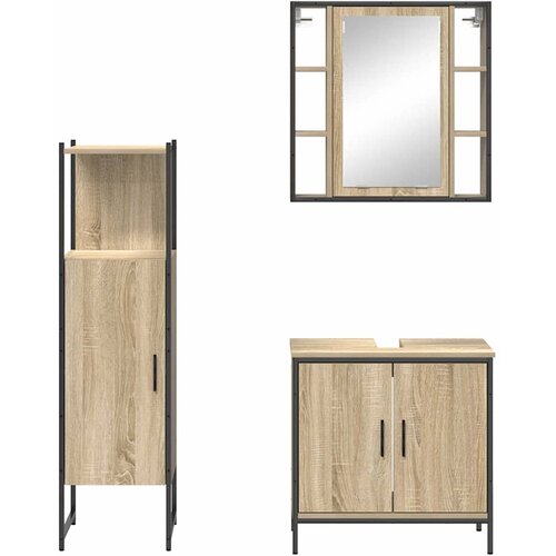  Set namje&amp;scaron;taja za kupaonicu 3 kom. Smeđa 60 x 30 x 60 cm Slike